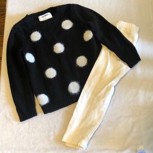 Adorable black with white polka dot sweater outfit
